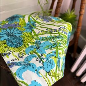 Vintage Vera Floral Print tabletop runner Lillie’s in Blue and Green